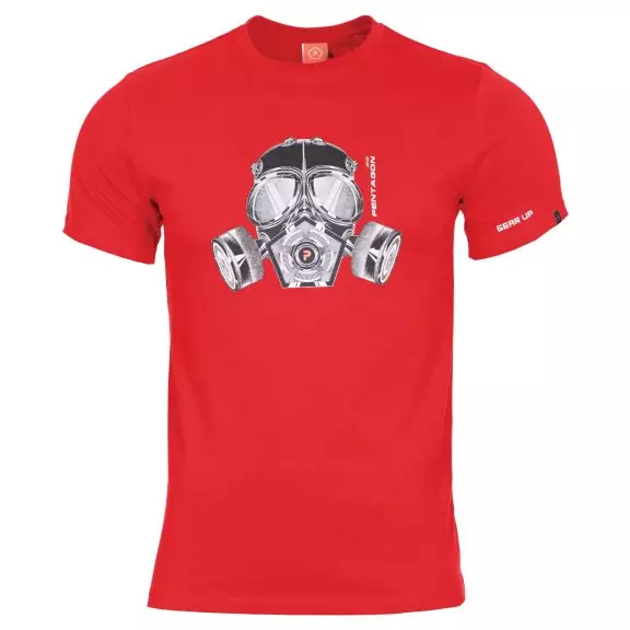 Pentagon T-shirt AGERON - Gas Mask - Lava Red