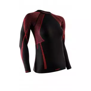 OPTILINE Damen Langarm-Shirt (OPT 2007) - Schwarz / Rot