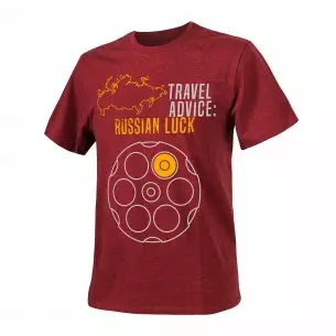 T-Shirt (Travel Advice: Russian Luck) - Bawełna - Melange Red