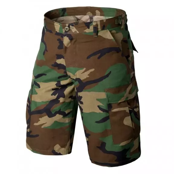 Men's Black Camo BDU Shorts - Tactical Cargo Shorts w Button Fly