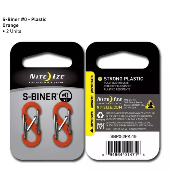 Nite Ize® S-Biner SIZE 0 - 2 Pack - Plastic - Orange