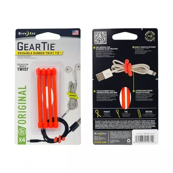Nite Ize® Gear Tie  3 - 4 Units - Orange