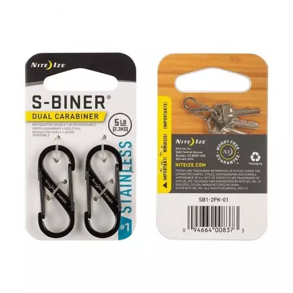 Nite Ize® S-Biner SIZE 1 - 2 Pack - Steel - Black