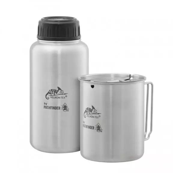 Helikon-Tex® Steel PATHFINDER Flasche (0,95 Liter) mit Becher - Edelstahl