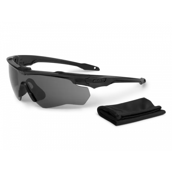 ESS® Crossblade Ballistic Glasses - Black / Smoke Gray