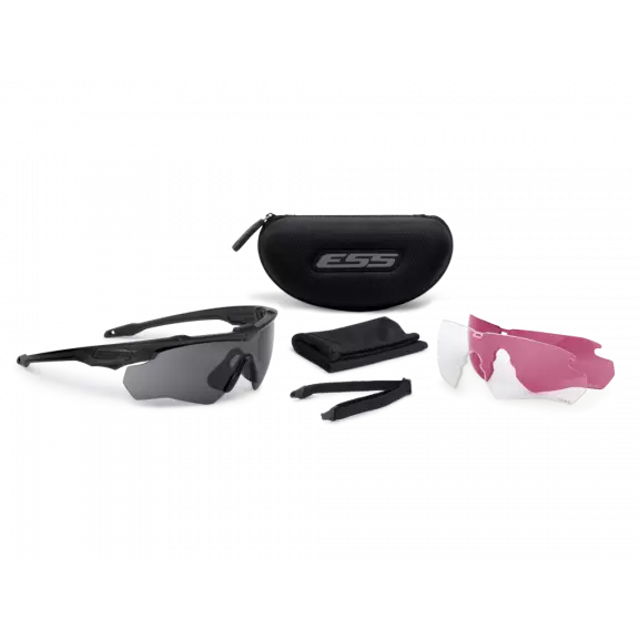 ESS® Crossblade Ballistic Glasses - Black / NARO Smoke,Clear & Laser