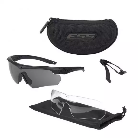 ESS® Crossbow® Ballistic Glasses - Black / Clear & Smoke Gray