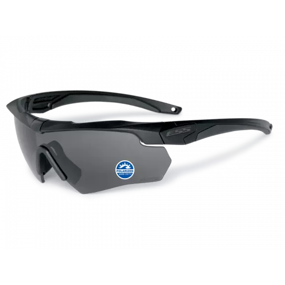 ESS® Crossbow® Ballistic Glasses - Black / Polarized Mirrored Gray