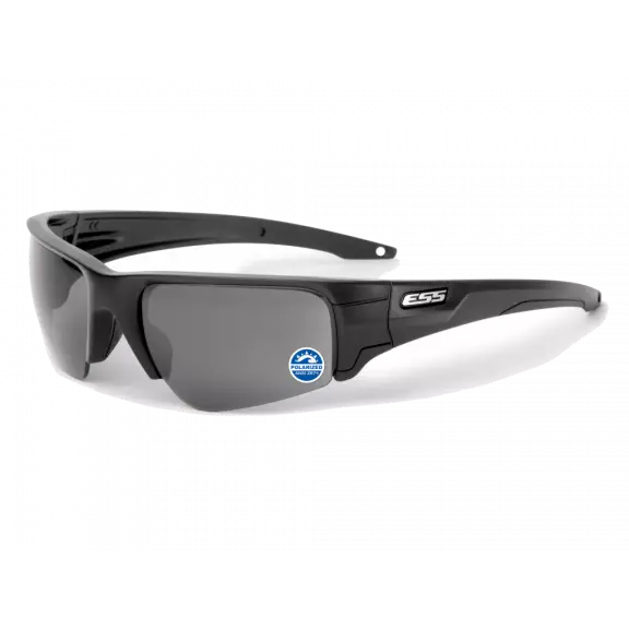 ESS® Crowbar® Ballistic Glasses - Black silver logo / Polarized Mirrored Gray
