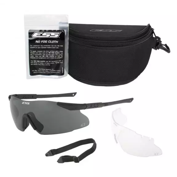 ESS® Ice® Ballistic Glasses - Black / Clear & Smoke Gray