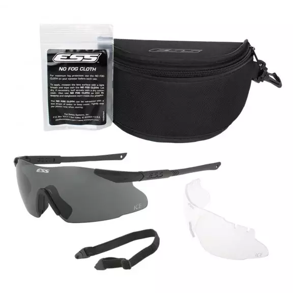 ESS® Okulary Balistyczne Ice® - Czarny / Clear & Smoke Gray