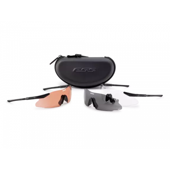 ESS® Okulary Balistyczne Ice® - 2xCzarny / Clear, Smoke Gray & Hi-Def Copper