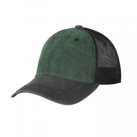 Helikon-Tex Trucker Plain Cap - Gewaschene Baumwolle - Washed Dark Green / Washed Black C