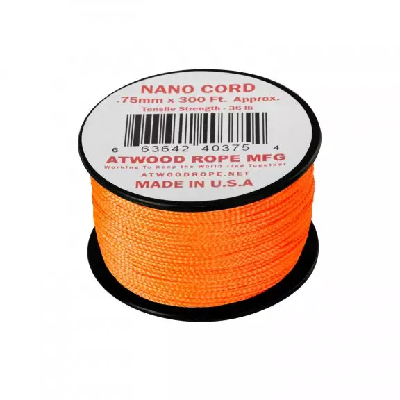 Atwood-Rope Nano Cord 0.75mm - Neon Orange 50ft (length)