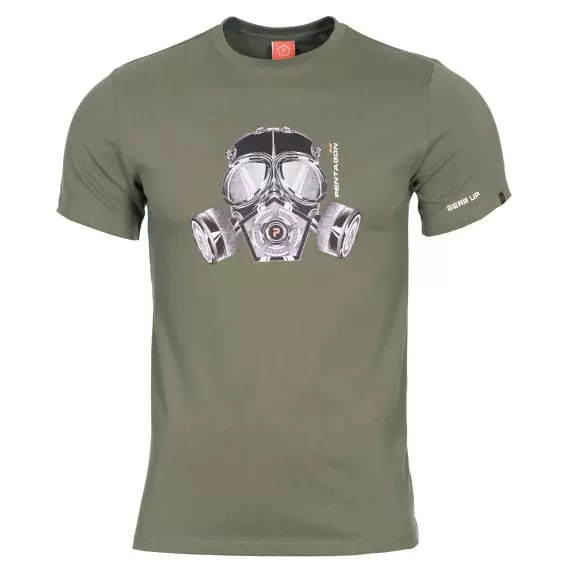 Pentagon T-shirt AGERON - Gas Mask - Olive